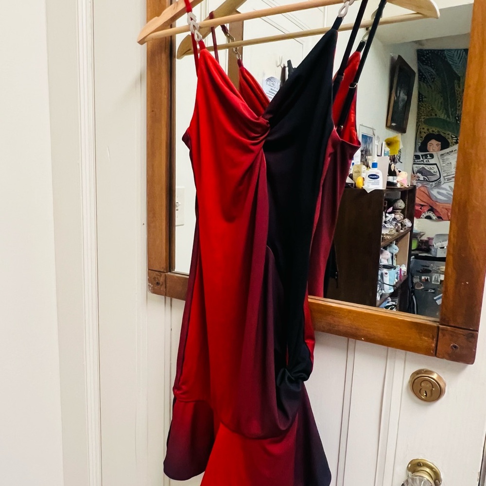 I.AM.GIA Red Asymmetrical Slip Dress Cocktail